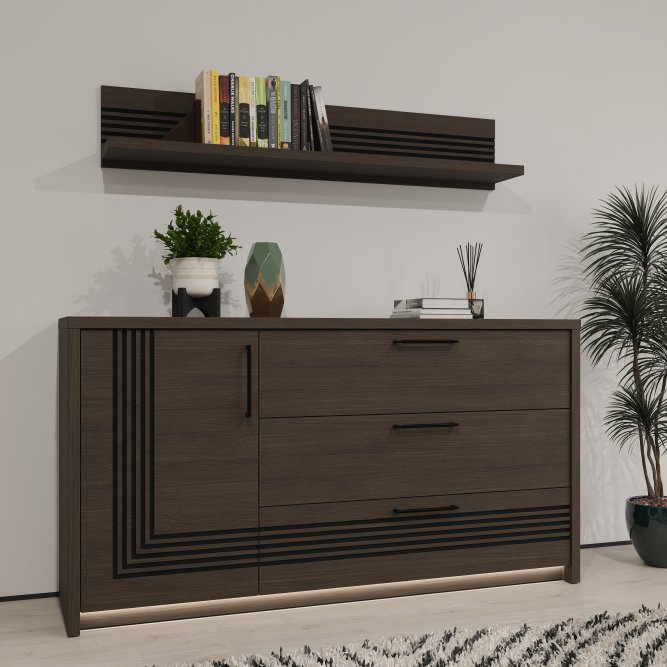 Komoda z szufladami i oświetleniem do salonu Eufemius