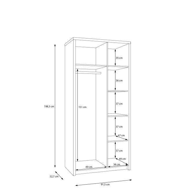 Szafa uchylna dwudrzwiowa do salonu Eufemius