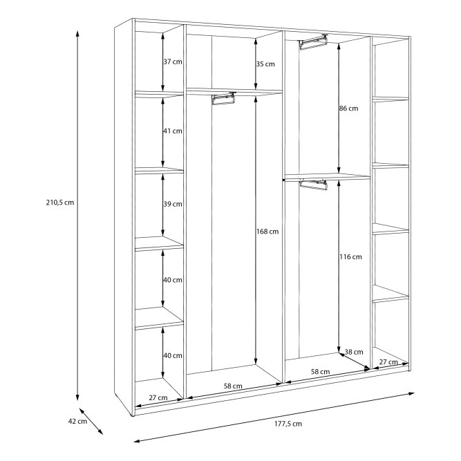 Szafa ubraniowa przesuwna biała Home Nook Home_Nook_231_wymairy