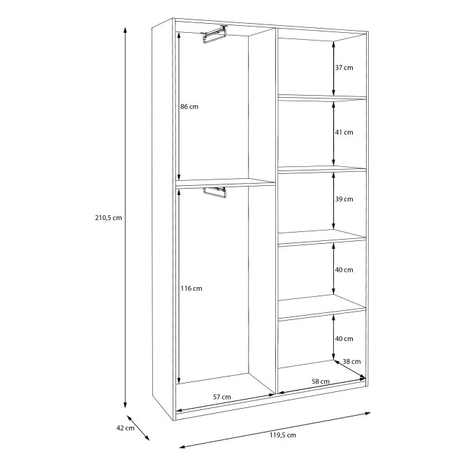 Szafa ubraniowa przesuwna biała Home Nook Home_Nook_231_wymairy