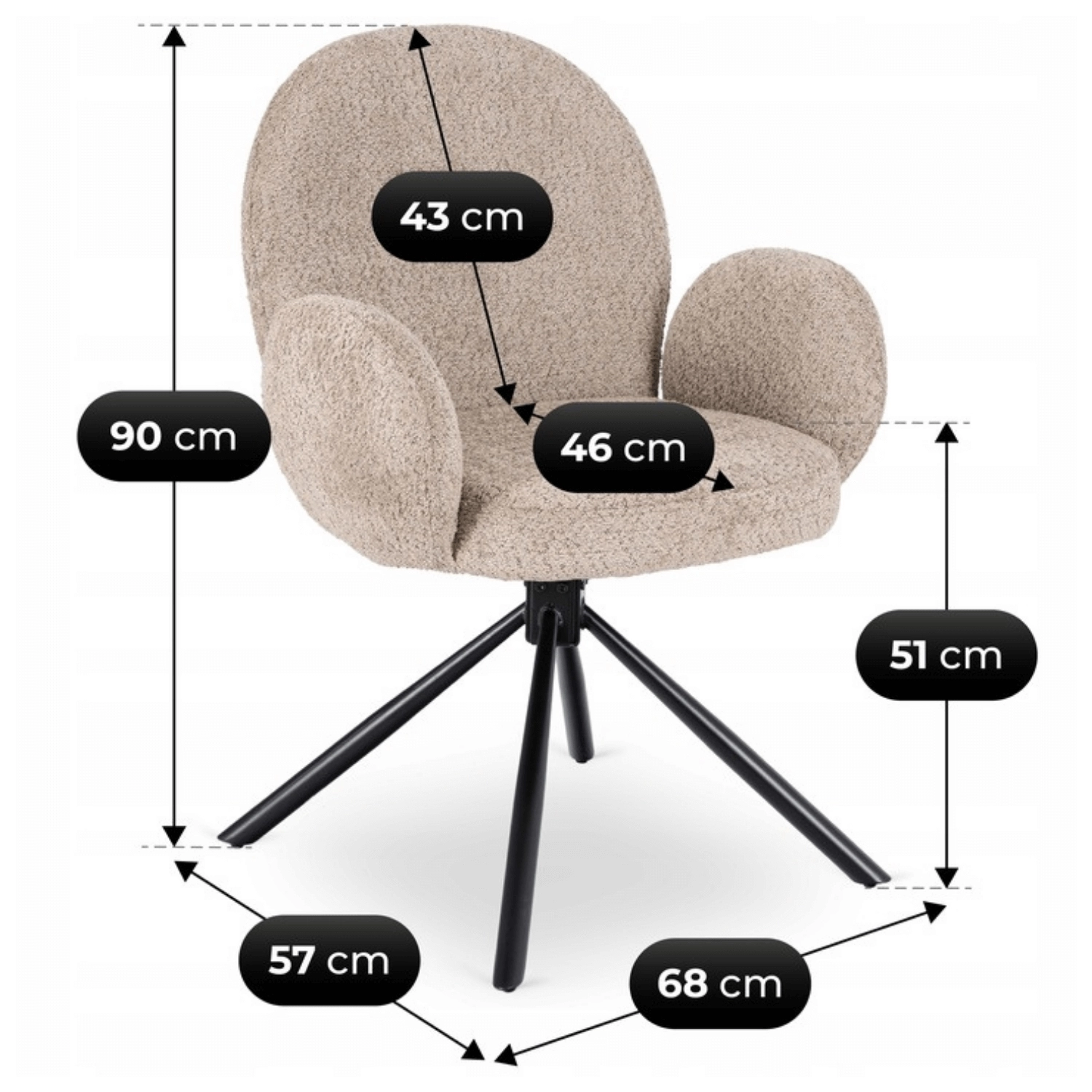 Krzesło obrotowe beżowe tapicerowane do jadalni Musso krzeslo-obrotowe-musso-bezowe