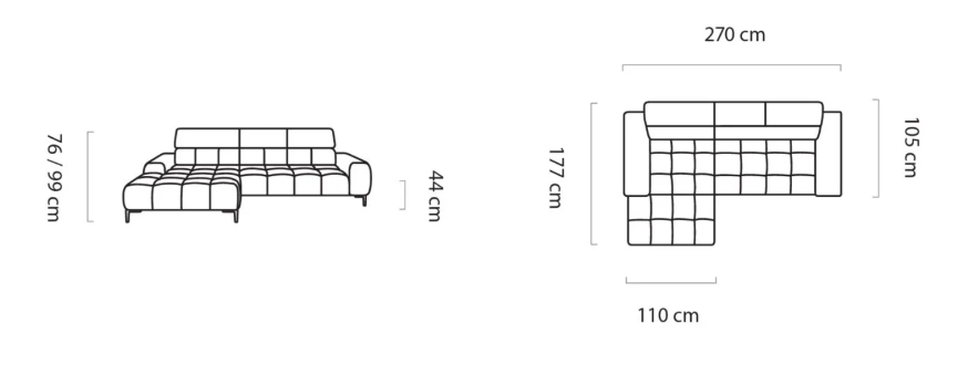Narożnik modułowy z elektrycznym wysuwem siedziska na nóżkach Plaza Wersal Plaza_wymair