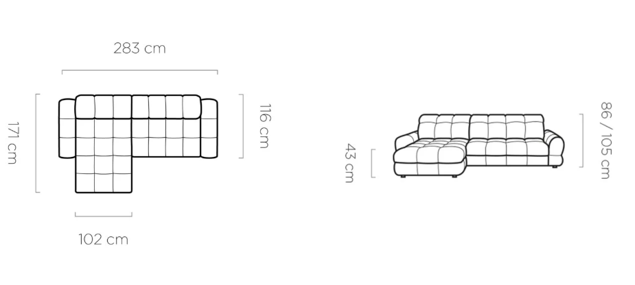 Narożnik modułowy z elektrycznym wysuwem siedziska na nóżkach Plaza Wersal Plaza_wymair