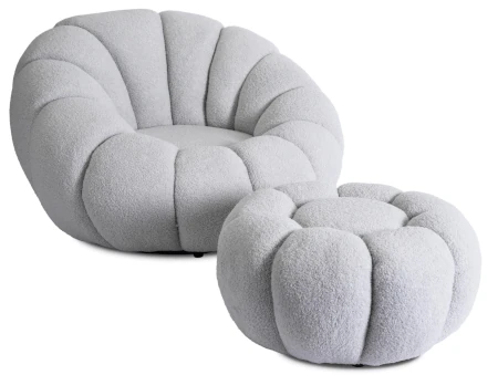 Fotel wypoczynkowy obrotowy z pufą do czytania Pettit