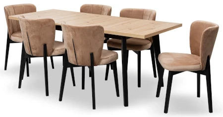 Zestaw stół rozkładany z krzesłami tapicerowanymi Tulipan