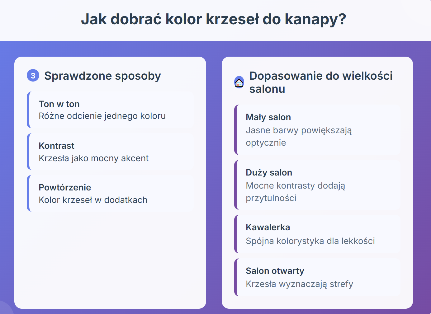 Jak dobrać kolor krzeseł do kanapy?