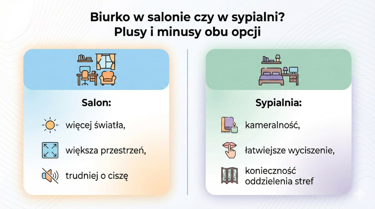 Biurko w salonie czy w sypialni? Plusy i minusy obu opcji