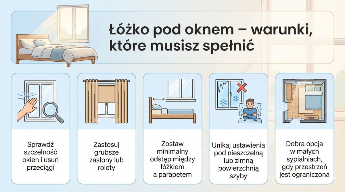 Łóżko pod oknem - warunki, które musisz spełnić
