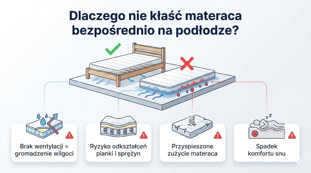 Dlaczego nie kłaść materaca bezpośrednio na podłodze?