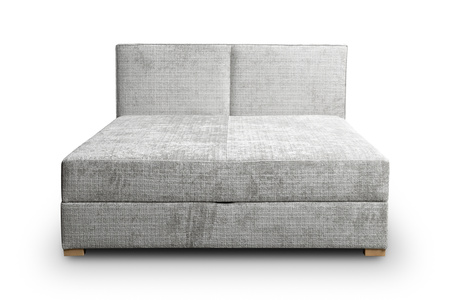 Łóżko 140x200 z materacem, tapicerowanym zagłówkiem schowkiem na pościel Nube