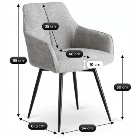 Krzesło tapicerowane do jadalni szare Palma 