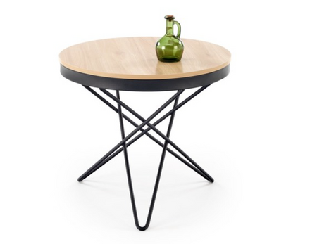 Stolik kawowy okrągły drewniany do salonu Leila 