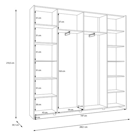 Szafa ubraniowa przesuwna biała Home Nook