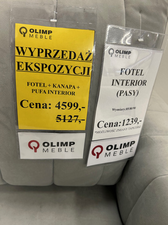 Zestaw wypoczynkowy kanapa, fotel i pufa Interior