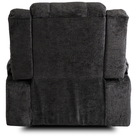 Fotel rozkładany czarny z podnóżkiem w tkaninie welurowej Arturo