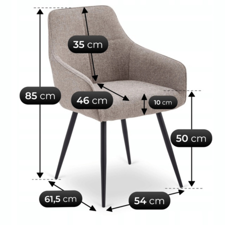 Krzesło nowoczesne kubełkowe tapicerowane do jadalni beżowe Palma
