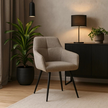 Krzesło nowoczesne kubełkowe tapicerowane do jadalni beżowe Palma