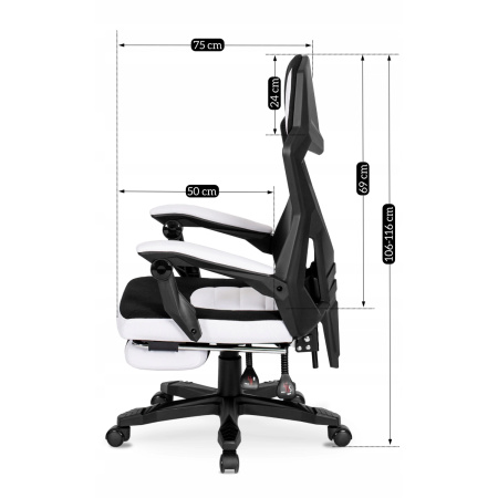 Fotel obrotowy dla gracza nowoczesny czarny/biały