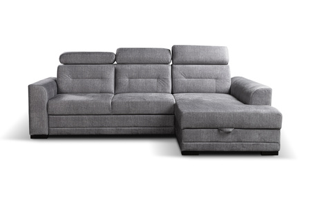 Narożnik szary z funkcją spania i ruchomymi zagłówkami Costa