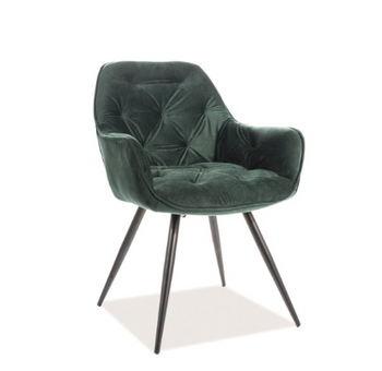Krzesło tapicerowane do jadalni zielone Cherry Velvet