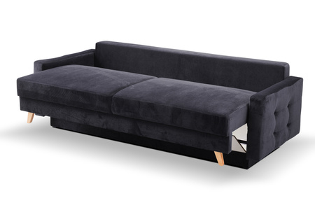 Sofa trzyosobowa na nóżkach z funkcją spania szara Vegas
