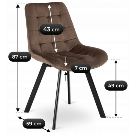 Krzesło brązowe welurowe nowoczesne do jadalni Rick 