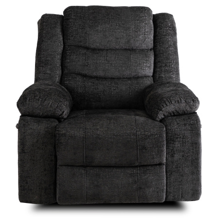 Fotel rozkładany czarny z podnóżkiem w tkaninie welurowej Arturo