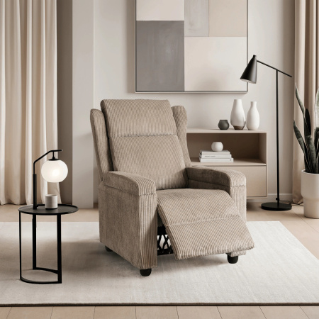 Fotel wypoczynkowy rozkładany z podnóżkiem beżowy 