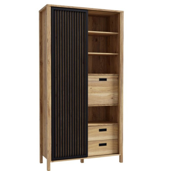 Regał wysoki z lamelami nowoczesny z półkami i szufladami Jytana Forte