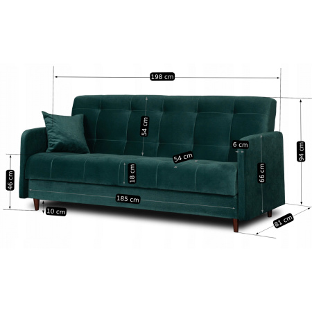 Sofa z funkcją spania na nóżkach do salonu Tivoli 