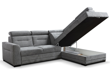 Narożnik szary modułowy z funkcją spania i pojemnikiem na pościel Salto 