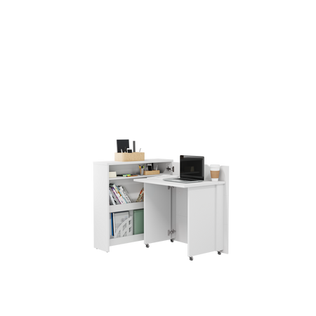 Biurko składane prawe Work Concept Slim biały połysk