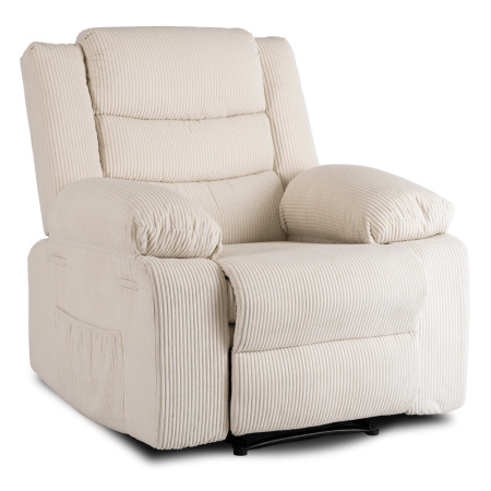 Fotel rozkładany beżowy sztruksowy z podnóżkiem Arturo