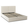 Łóżko tapicerowane 160x200 na nóżkach beżowe z zagłówkiem i stelażem.