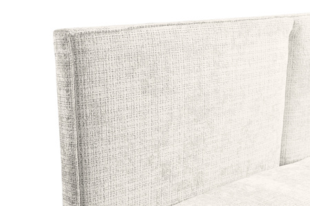 Łóżko 140x200 z tapicerowanym zagłówkiem, materacem i pojemnikiem na pościel beżowe Nube