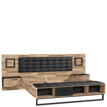 Łóżko z szafkami nocnymi i półkami do sypialni 180x200 Jakobina Forte