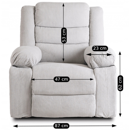 Fotel rozkładany szary sztruksowy z podnóżkiem Arturo