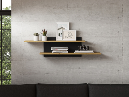 Półka wisząca z czarnymi wstawkami w stylu loftowym Modesto