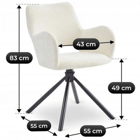 Krzesło obrotowe kremowe do jadalni Flav