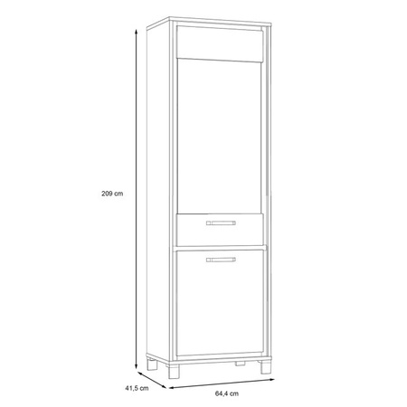 Witryna wysoka podświetlana z półkami do salonu Trondheim Forte