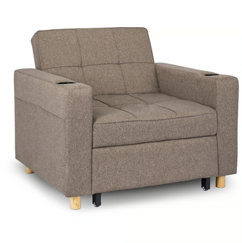 Fotel do spania rozkładany beżowy w stylu amerykańskim Solor