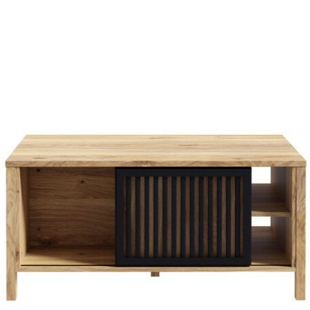 Stolik kawowy z lamelami i półkami do salonu w stylu loftowym Jytana Forte