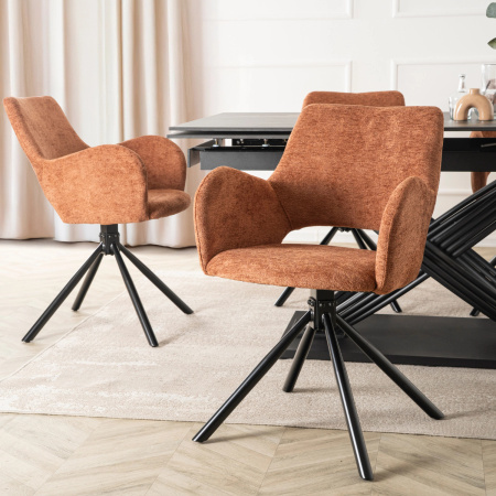 Krzesło nowoczesne kubełkowe tapicerowane do salonu rude Flav 