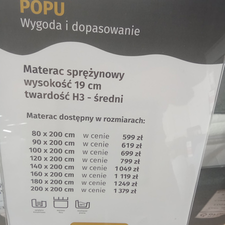 Łóżko Lena ze stelażem i materacem POPU 80x200