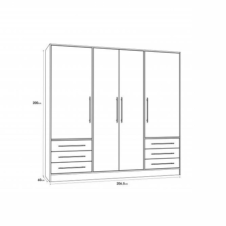 Szafa pojemna uchylna z szufladami do sypialni Jupiter Forte