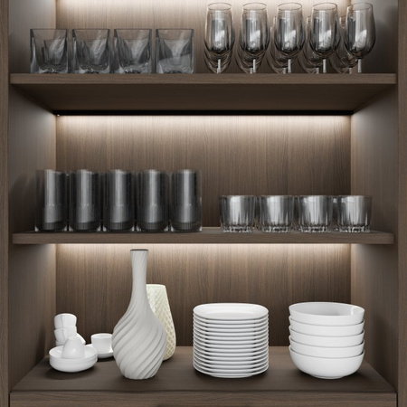 Regał wysoki podświetlany z szufladami do salon Eufemius Forte