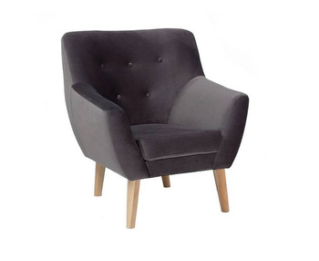 Fotel jednoosobowy wypoczynkowy na nóżkach szary do salonu do poczekalni Nordic Velvet
