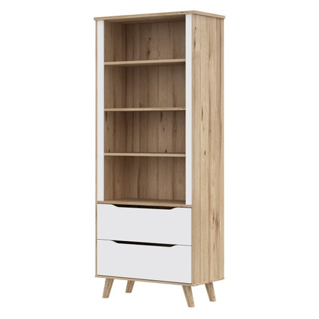 Regał wysoki z szufladnami na nóżkach do salonu VANKKA Forte
