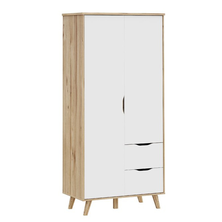 Szafa ubraniowa dwudrzwiowa uchylna z szufladami VANKKA