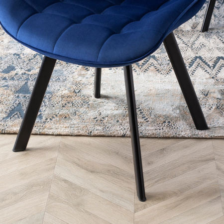Krzesło do jadalni welurowe granatowe w stylu loftowym Rick
